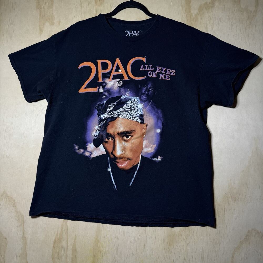 2Pac All Eyez On Me T‎ Shirt XL Black Tupac Shakur Graphic Rap Tee